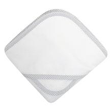 Load image into Gallery viewer, Grey Seersucker Stripe Hooded Towel Set