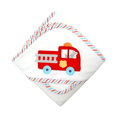 Firetruck Hooded Towel and Washcloth Set