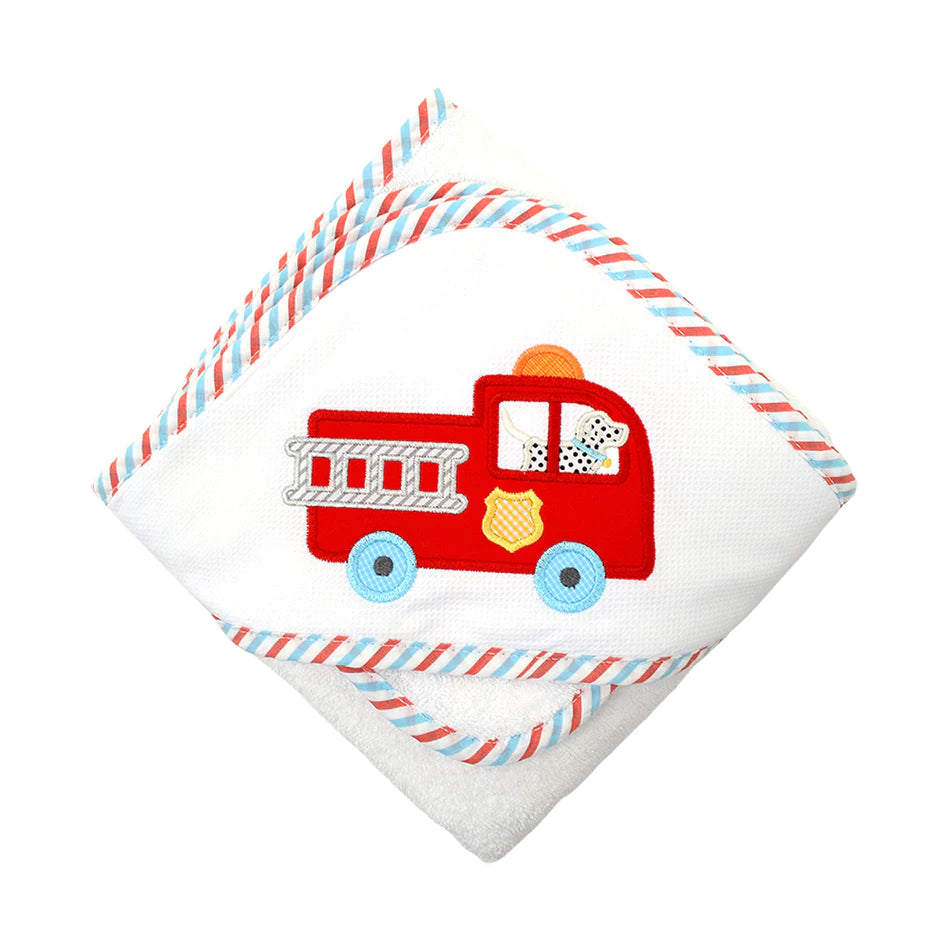 Firetruck Hooded Towel and Washcloth Set