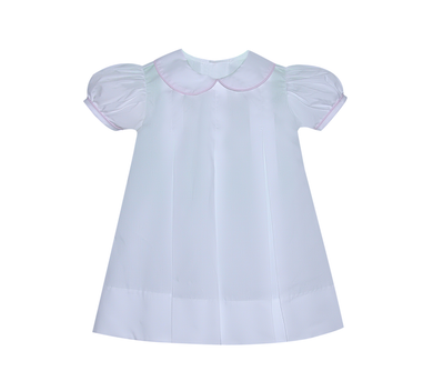 White w/ Pink Piping Reese Dress