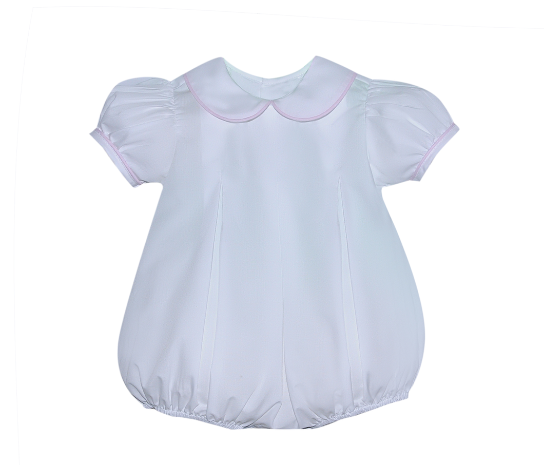 White w/ Pink Piping Reese Girl Bubble