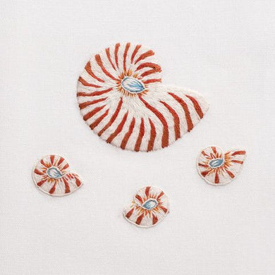 Red Nautilis Shell Hand Embroidered Towel