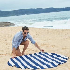 Round Quick Dry Beach Towel-Navy