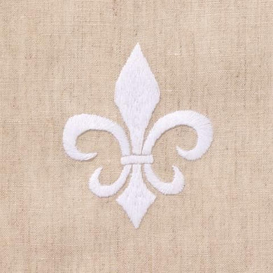 White Fleur De Lis Hand Embroidered Towel