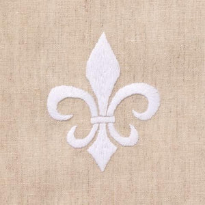White Fleur De Lis Hand Embroidered Towel