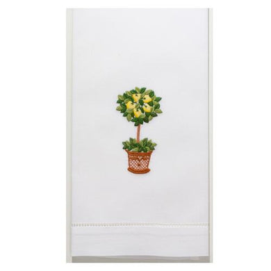 Lemon Tree Hand Embroidered Towel