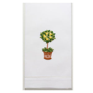 Lemon Tree Hand Embroidered Towel