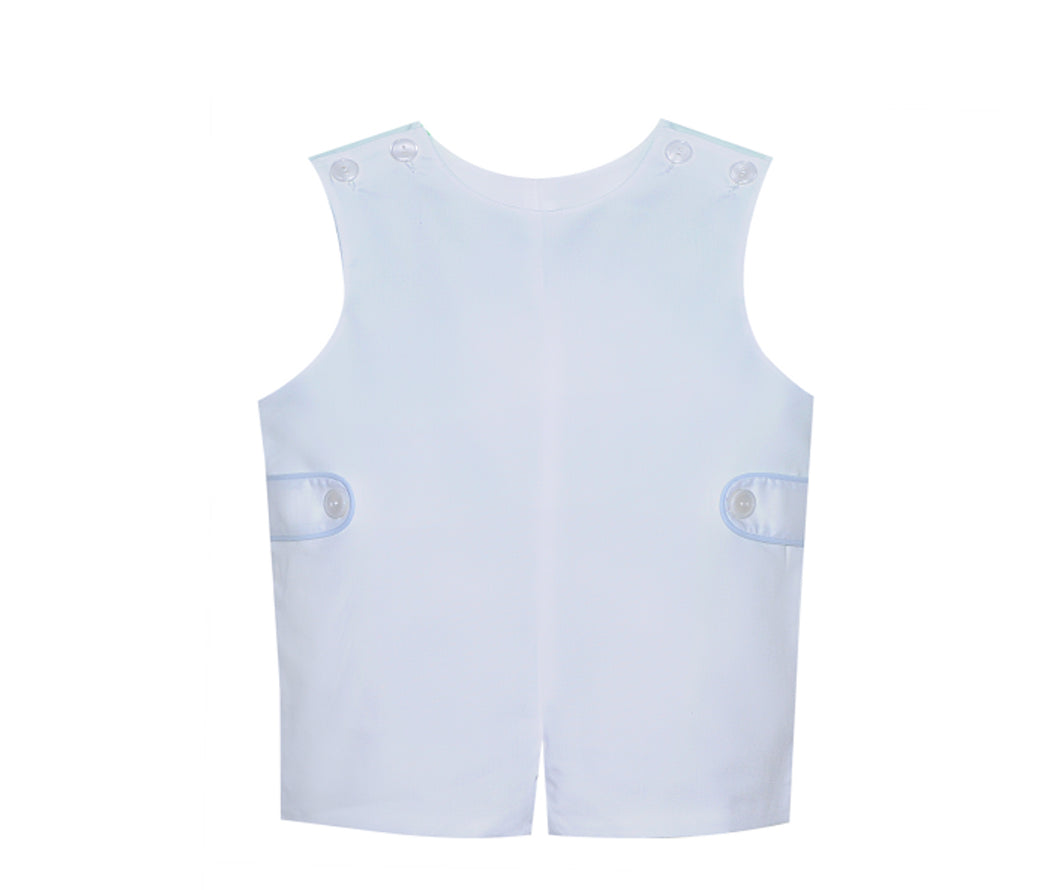White with Blue Piping Hayes Shortall
