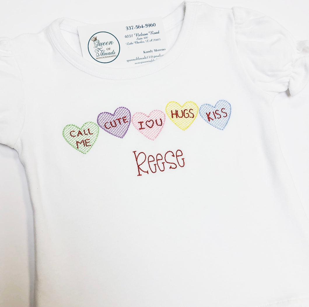 Girls Conversation Heart Ruffle Tee