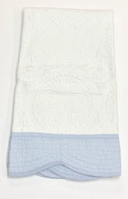 Load image into Gallery viewer, White with Blue Trim Baby Quilt