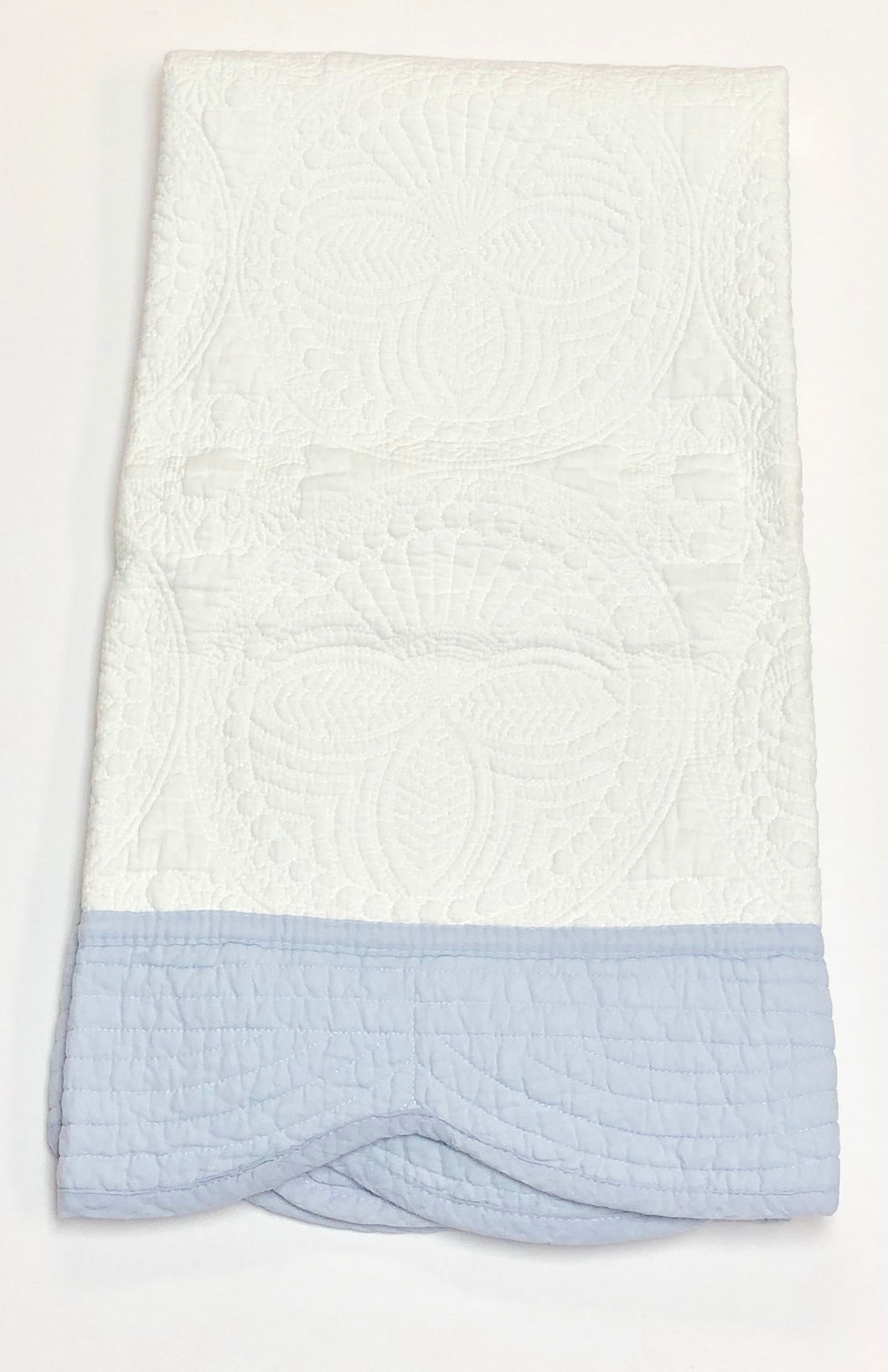 White with Blue Trim Baby Quilt