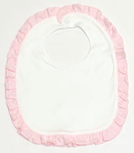Load image into Gallery viewer, White/Pink Ruffle Pima Bib