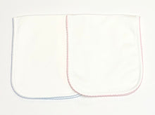 Load image into Gallery viewer, White Pima Burp Cloth with Trim