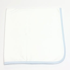 White Pima Blanket with Blue Piping