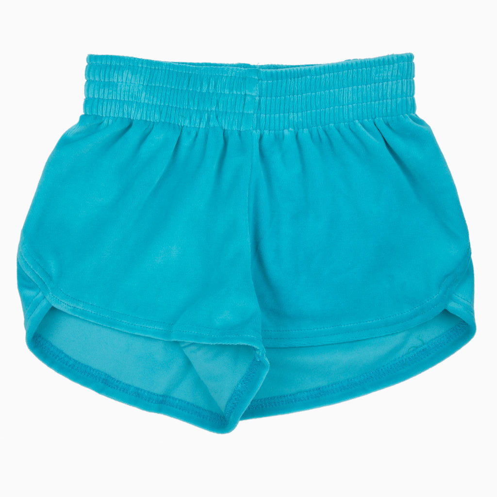 Girls Turquoise Velour Steph Shorts
