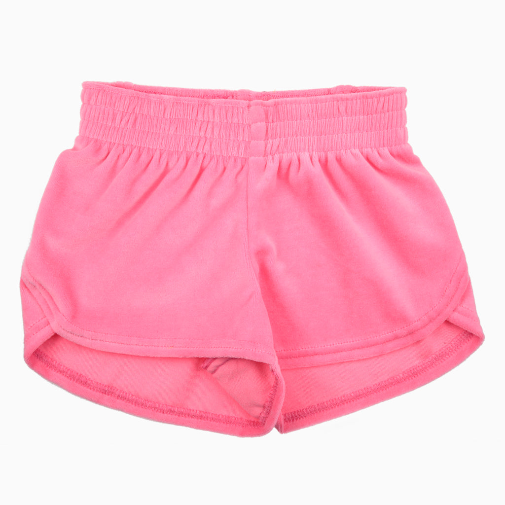 Girls Bright Pink Velour Steph Shorts – Queen of Threads Monogramming