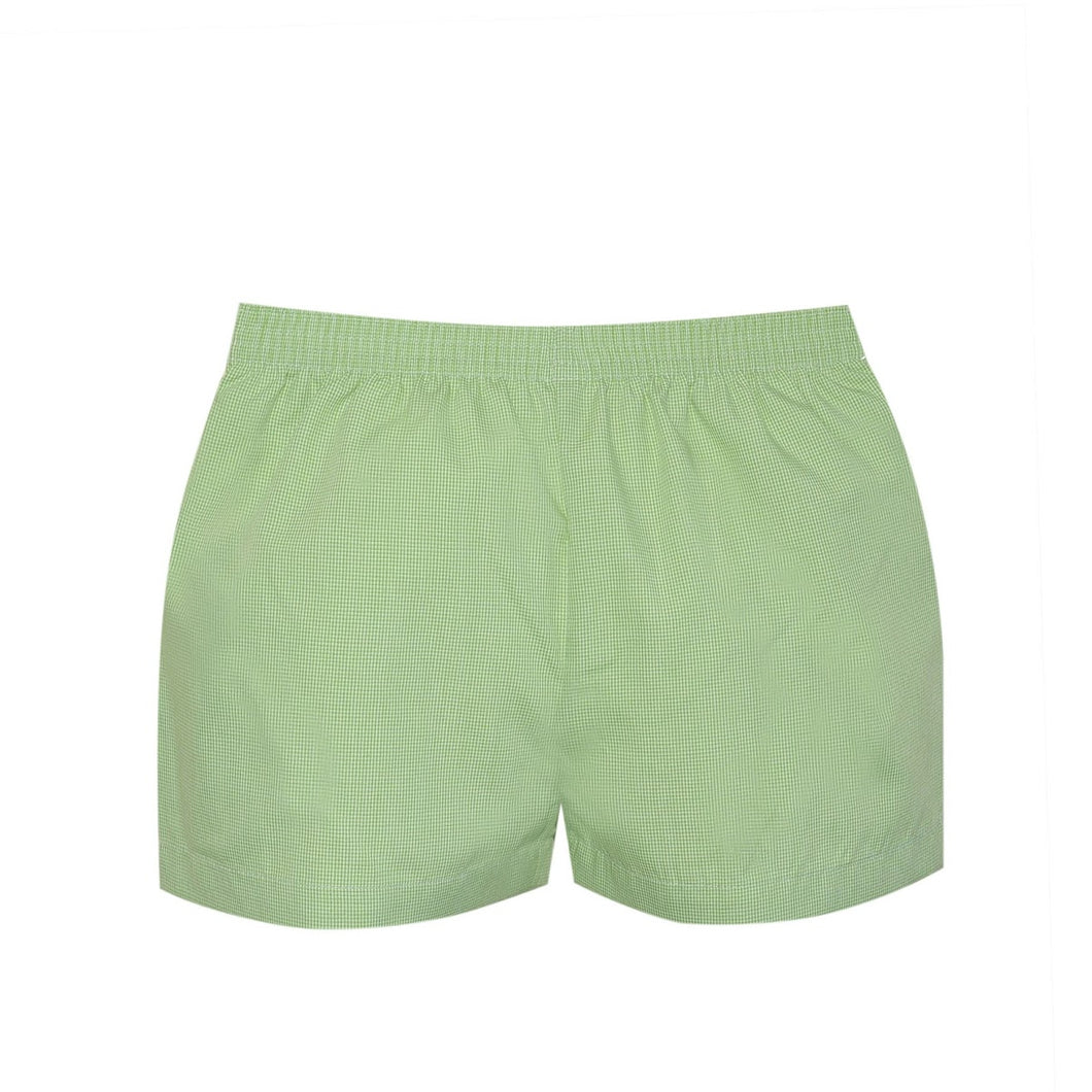 Lime Green Micro Gingham Shorts