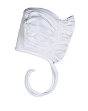 Load image into Gallery viewer, White Smocked Pima Bishop Bonnet