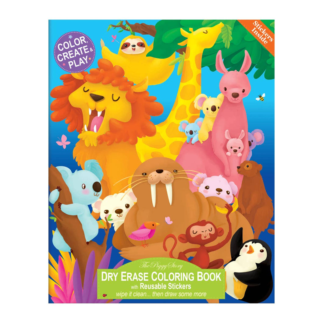 Dry Erase Coloring Book-Animals Around the World