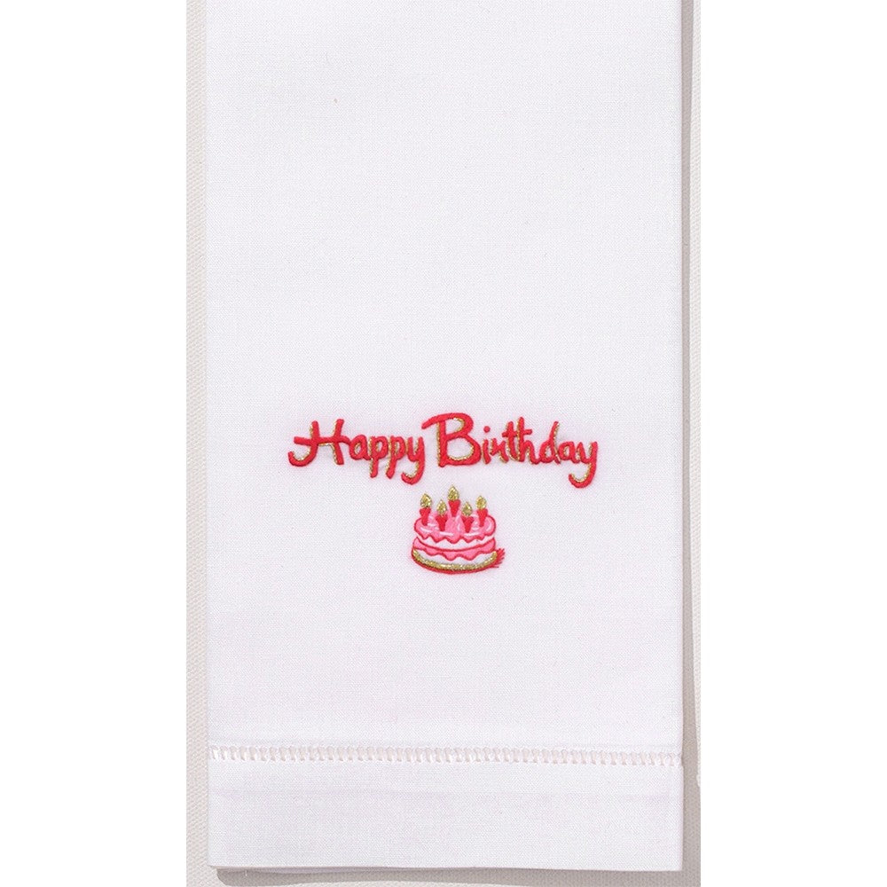 Happy Birthday Hand Embroidered Towel