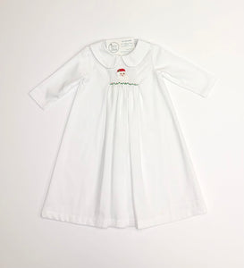 White Collared Smocked Santa Daygown