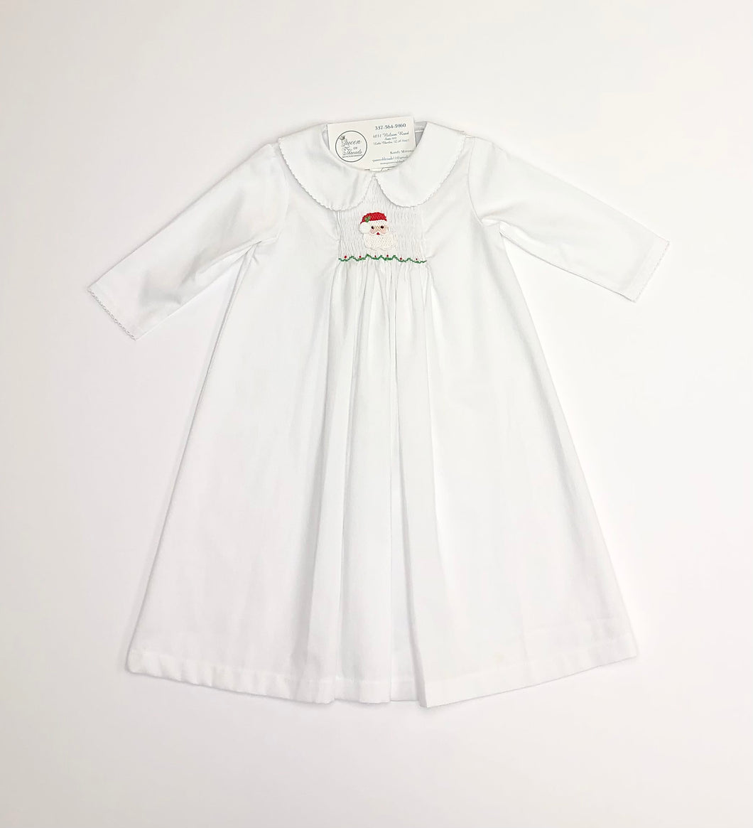 White Collared Smocked Santa Daygown