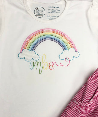 Girls Rainbow Sketch Monogrammed Tee