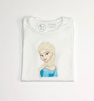 Girls Applique Elsa Short Sleeve Flutter Tee