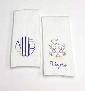 LSU Vintage Tiger and Initials Burp Cloth Set