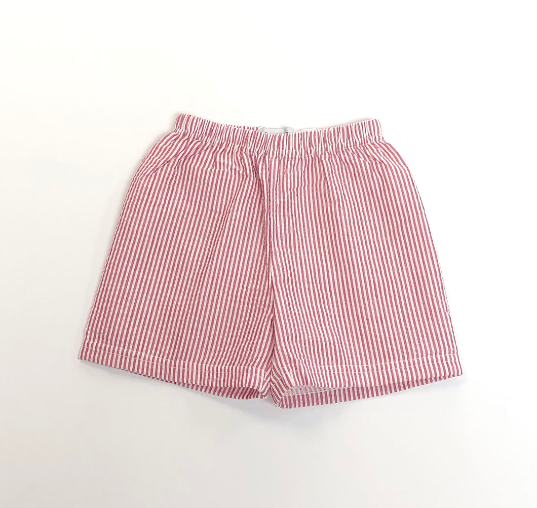 Boys Red Seersucker Shorts