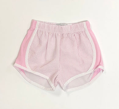 Girls Light Pink Seersucker Wind Shorts