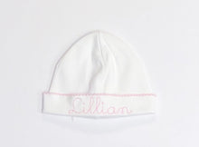 Load image into Gallery viewer, White Pima Beanie with Pink Trim