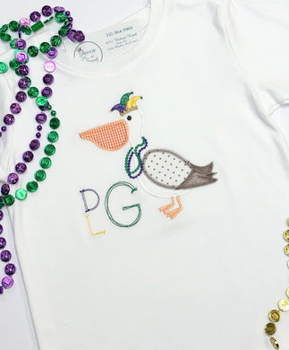 Mardi Gras Pelican Applique Tee