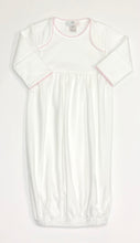 Load image into Gallery viewer, White Pima Gown with Pink Trim with Empire Waist