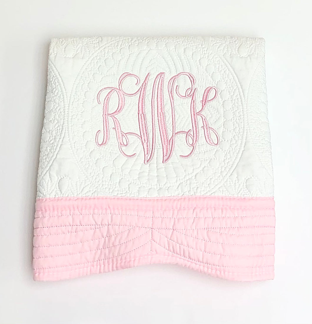 White with Pink Trim Baby Quilt