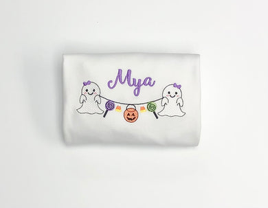 Girls Halloween Ghosts and Treats Tee