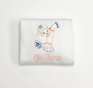 Girls Vintage Stitch Go Saints Cheerleader Tee