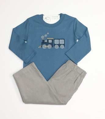 Slate Blue Sketch Train L/S Tee