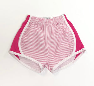 Girls Hot Pink Seersucker Wind Shorts