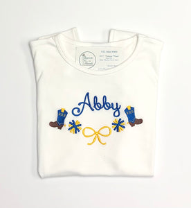 Girl Pom Pom and Boots Yellow and Blue Tee
