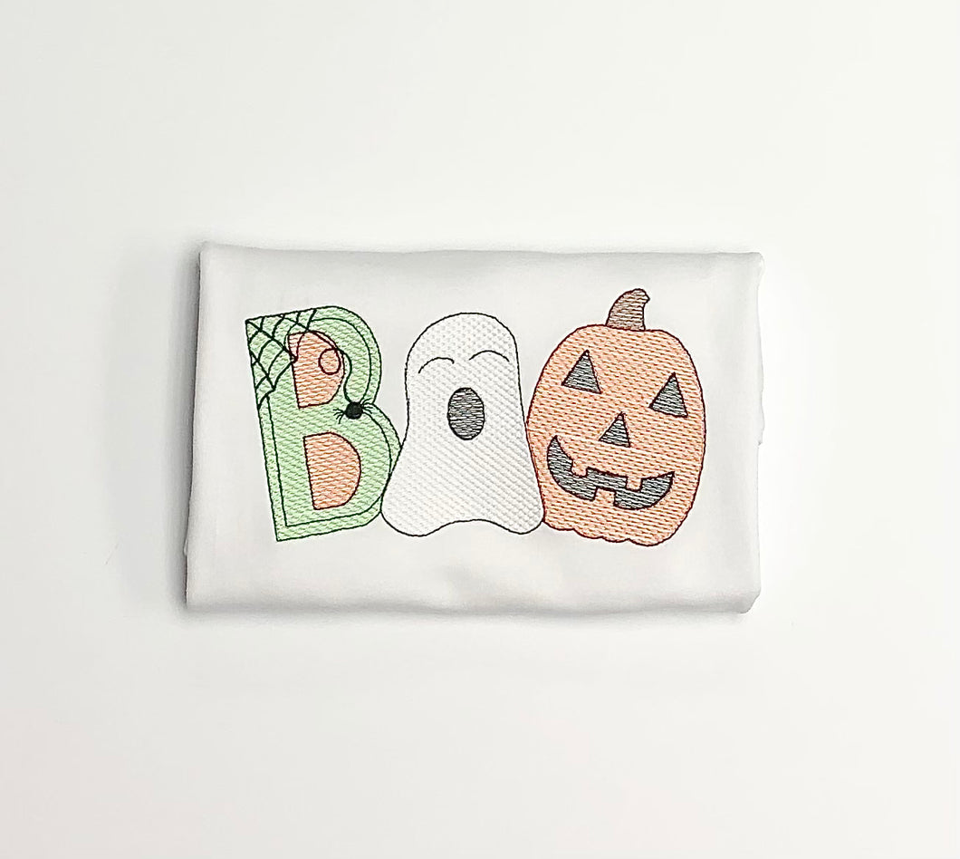 White BOO Halloween Design Tee