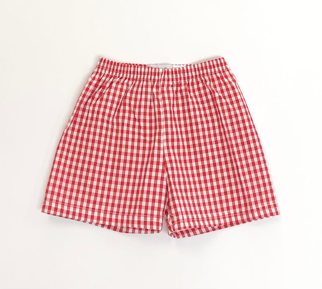 Boys Red Gingham Shorts