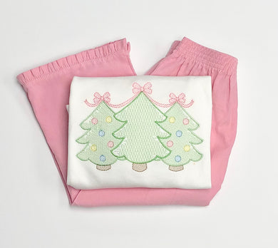 Girls Christmas Tree Trio with Bows