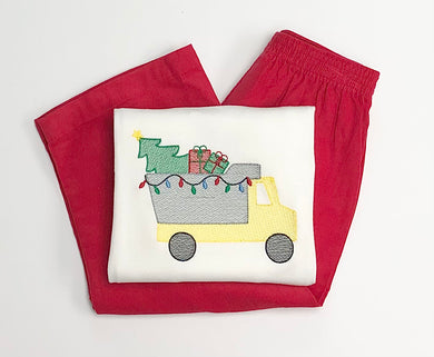 Christmas Dump Truck Monogrammed Tee