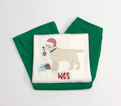 Christmas Dog Monogrammed Tee