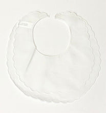 Load image into Gallery viewer, White Double Scalloped Linen Bib