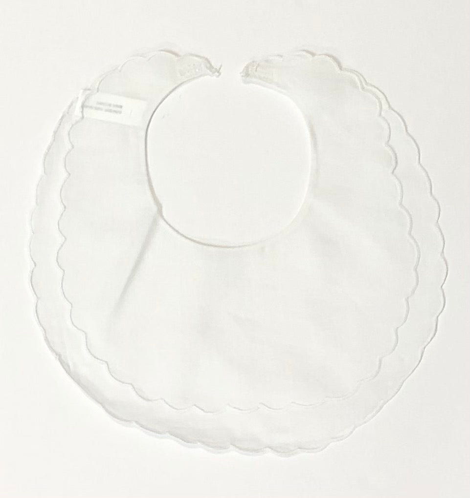 White Double Scalloped Linen Bib