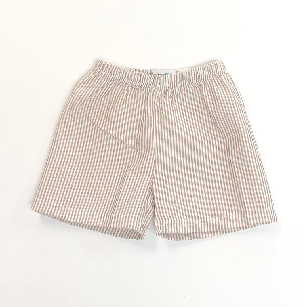 Boys Tan Seersucker Shorts