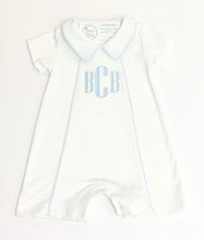 Load image into Gallery viewer, White Thomas Pima Playsuit with Blue Trim