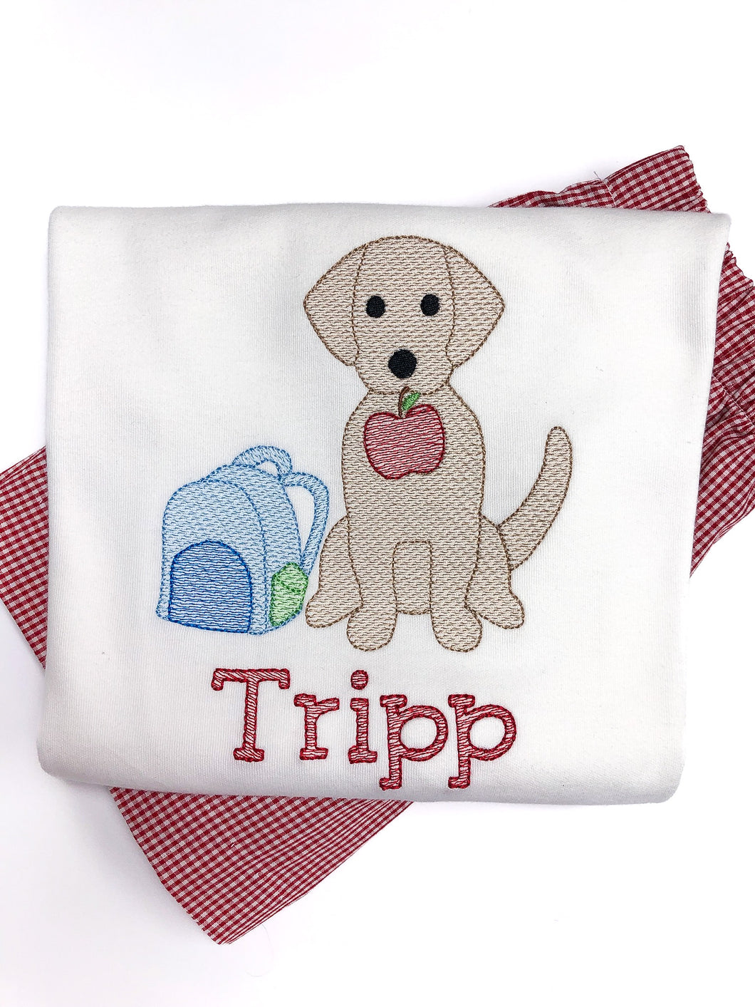 Dog with Backpack Monogrammed Tee